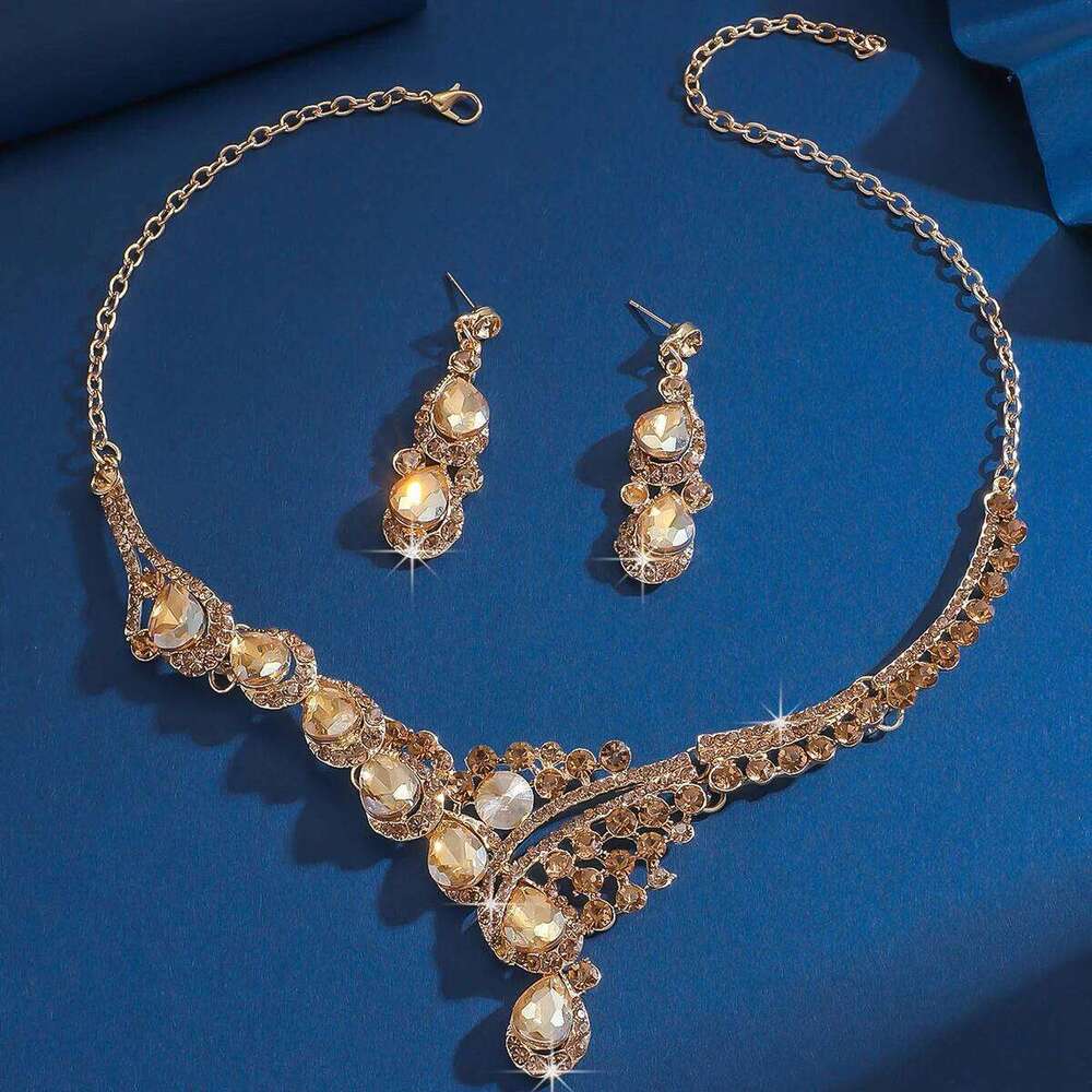 3PC Women's Season Fashion Water Drop Necklace Earrings Jewelry Set Suitable for Wedding Parties and Festival Gifts Z260313