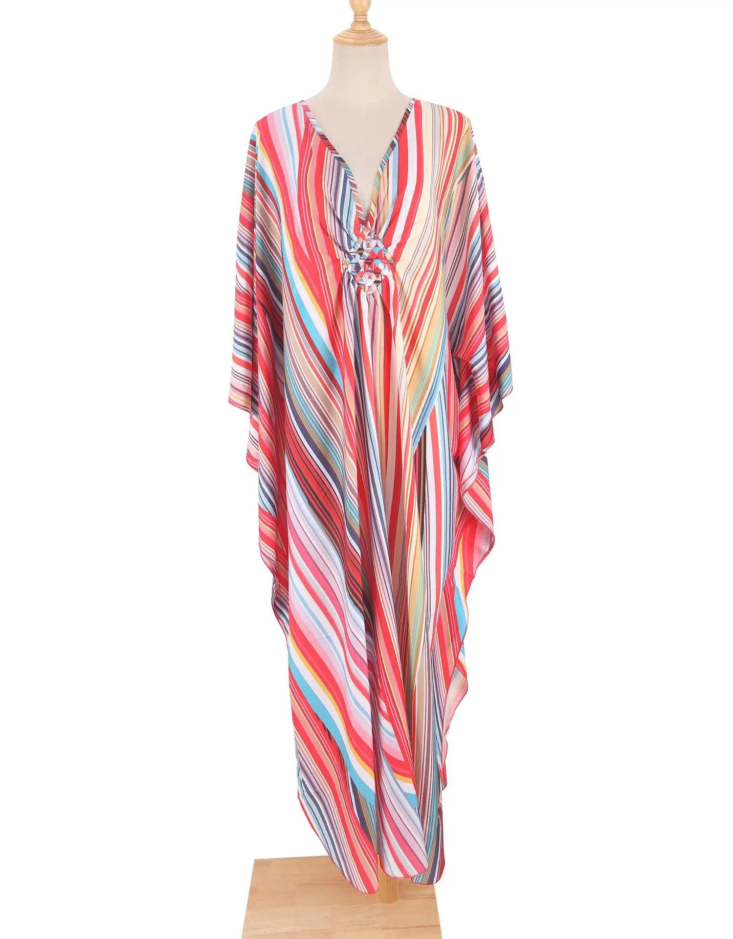 Beach Maxi Dress Plus Size Swimsuit Cover Up Women Ethnic Print Kaftan Holiday Outfits Bathing Suit Cardigan Kimono Femme 260302