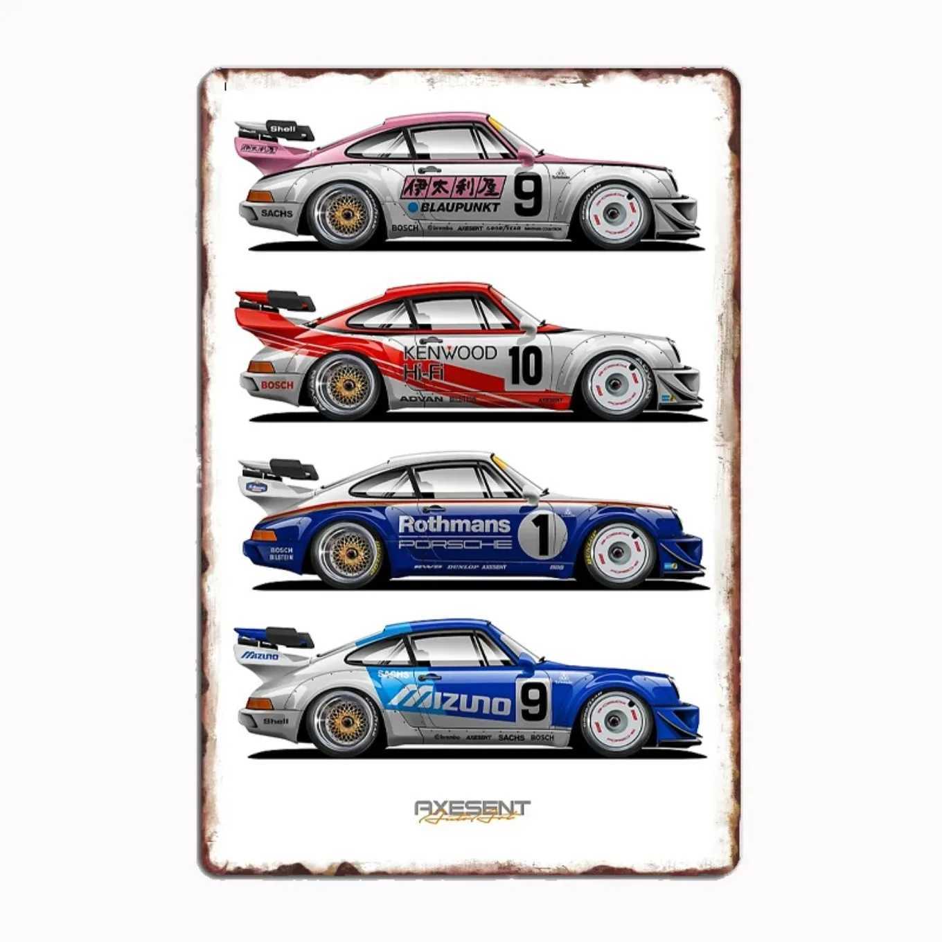 Retro RWB Racing Metal Tin Sign Vintage Wall Decor for Garage Man Cave Home Bar D260314