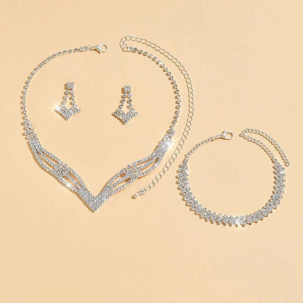 Fashionable design, elegant with rhinestones, super sparkling temperament, light luxury style jewelry set for women Z260313