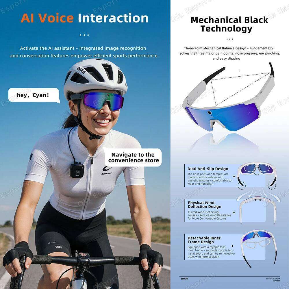 NEW HD Video Action Camera Sunglasses Smart Sports Glasses Outdoor Bicycle Motorcycle Driver Recorder Walk Cam