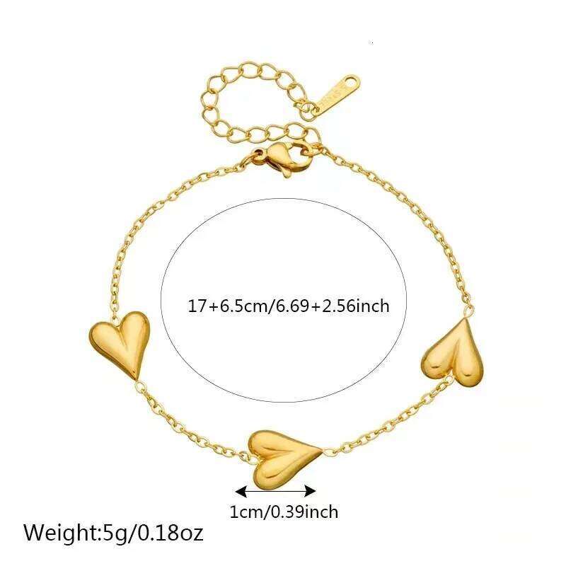 Europe and the United States Sweet Heart Tassel Necklace female minority design love bracelet earrings jewelry set Z260313