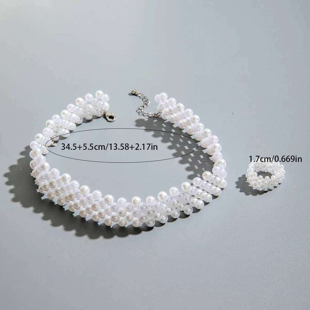 Tocona Retro Imitation Pearl Collar Ring Women Fashionable Simple Jewelry Set For Weddings And Parties Z260313
