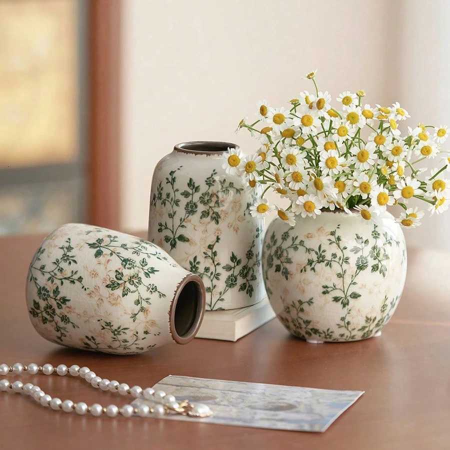Ice Crackle Ceramic Vase Handmade Vase Bohemian Art Home Decoration Suitable Fresh/Dry Flower Display For Living Rooms Offices Y260314