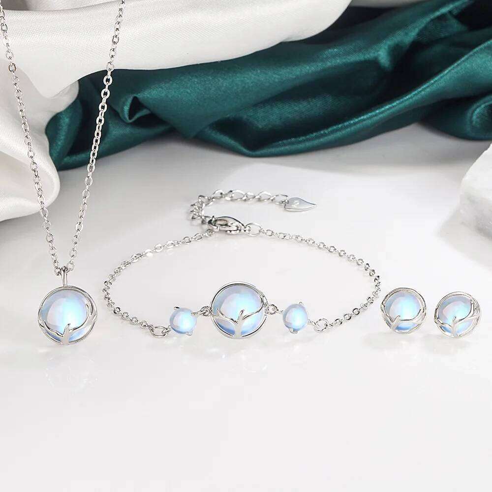 SAIYE 925 Sterling Silver Jewelry Sets Round Antler Crystal Earrings Bracelets Necklace Elegant Christmas for Women Z260313