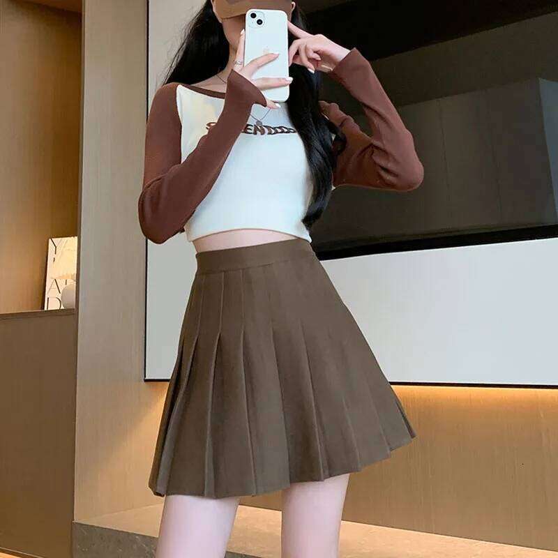 College Style Pleated for Women 2025 Autumn Winter High Waisted Thicken Woolen Skirt Female All-Match Casual Y2K Skirts Z260314