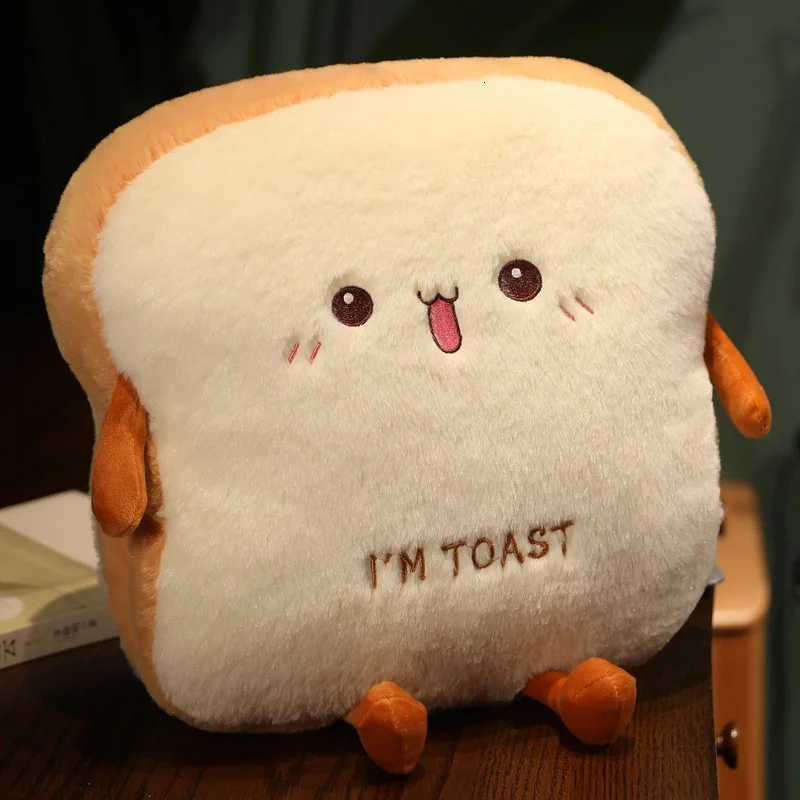 35cm Plush Bread Pillow Soft Toast Simulation Food Doll Warm Hand Cushion Home Decor Cute Kids Toy Birthday Gift Y260314