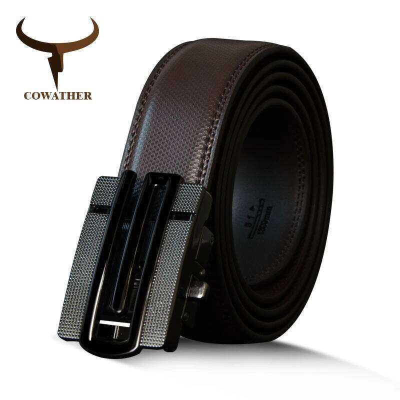 COWATHER Top Quality Cow Genuine Leather Automatic Male Cowhide Fashion Belt For Men Metal Buckle Strap Z260226