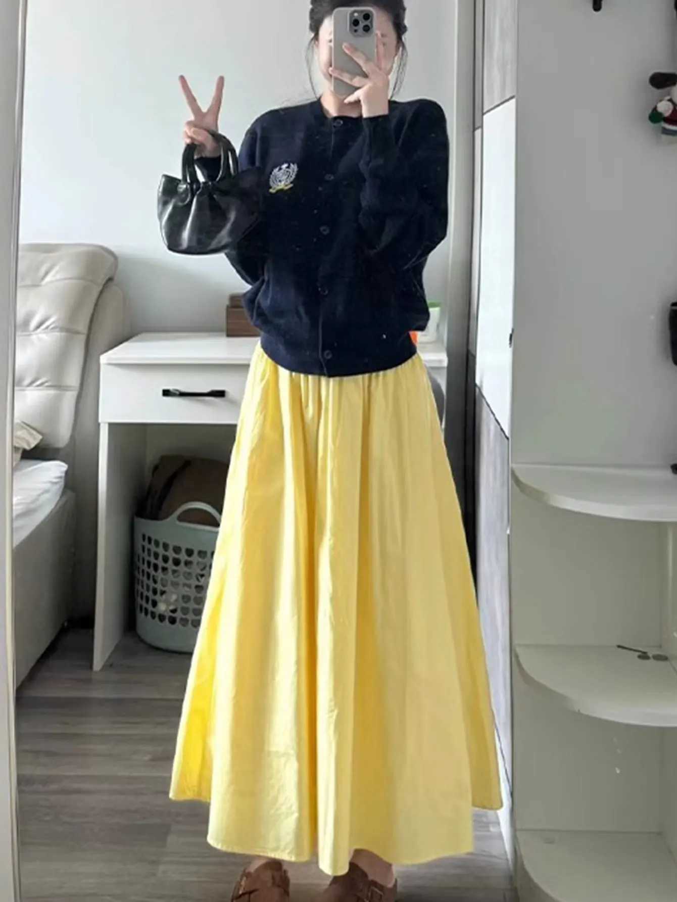 Elastic waist slim pants skirt summer and autumn leisure loose long skirt womens clothing M260314
