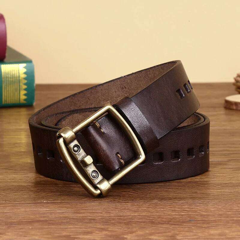 100% Pure Cowhide Metal Pin Buckle Belt For Men High Quality Genuine Leather Belts Male Jeans Business Waistband Luxury Brand Z260226