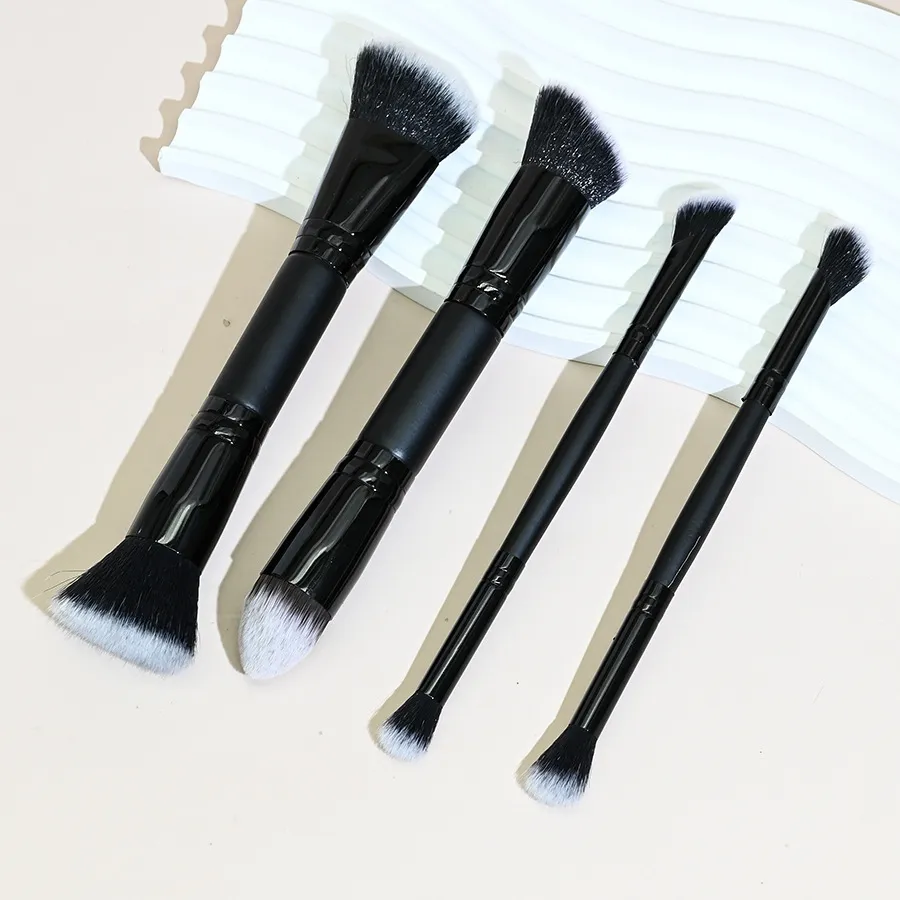 Professional Grade Duo-Faced Eyeshadow/Blush Brush Expertly Crafted from Silky Synthetic Fibers