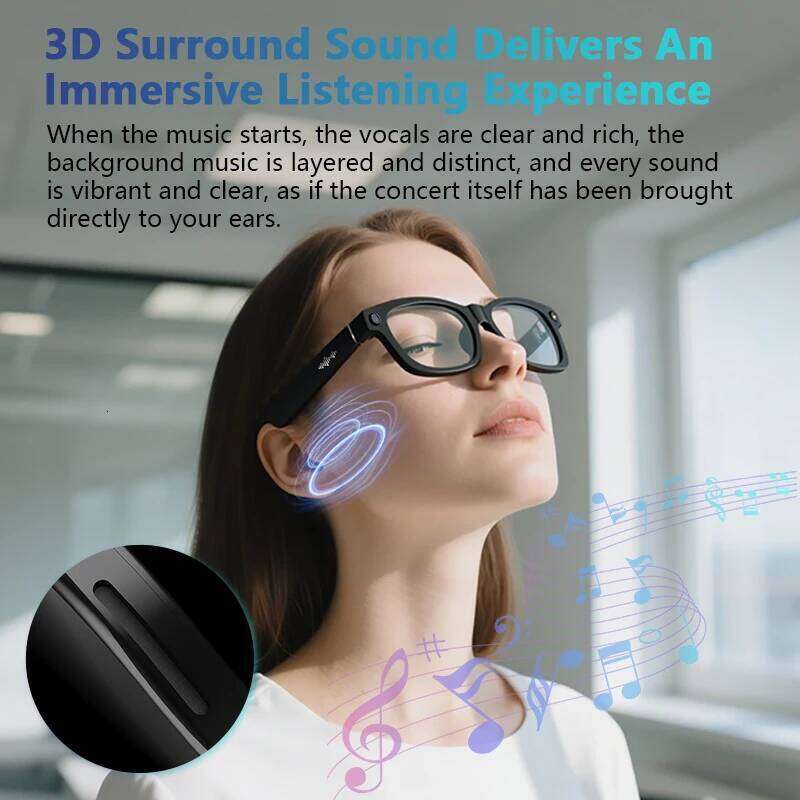 Blackview Bv100 AI Smart Glasses 800W Pixels 2K HD Camera Bluetooth Call Voice Assistant Translation Speakers&Mic Sunglasses