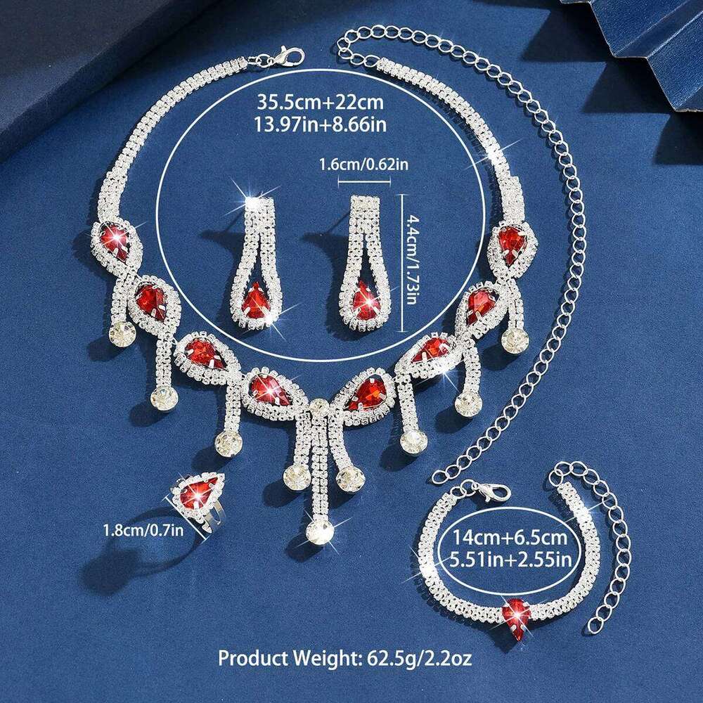 New Sweet Cool Style High Quality Luxury Necklace, Earrings, Bracelet, Four piece Versatile Western Multi color Set Z260313