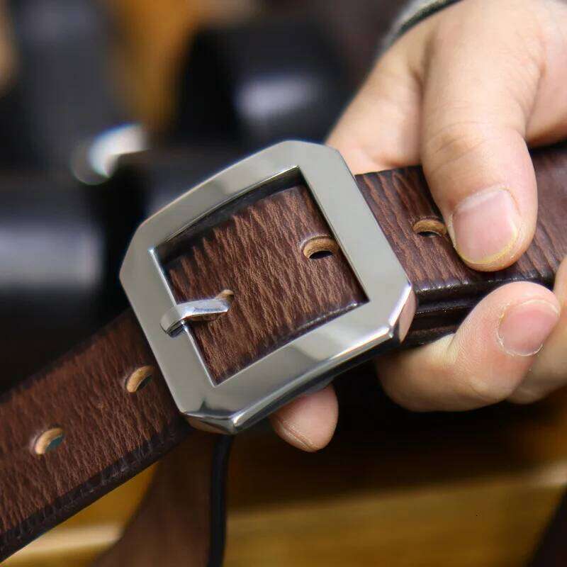 High Quality Thickened Pure Steel Needle Buckle Men's American Retro Belt Versatile Casual Fashion Cowhide Design Waist Belts Z260226