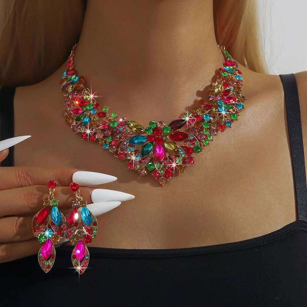 3PC Women's Season Fashion Luxury Flower Necklace Earrings Jewelry Set Suitable for Wedding Parties and Festival Gifts Z260313