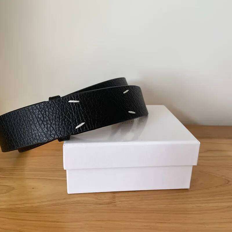 Black brown four point stitched waist belt for men women, ins classic leather elastic belt, simple and versatile Z260226