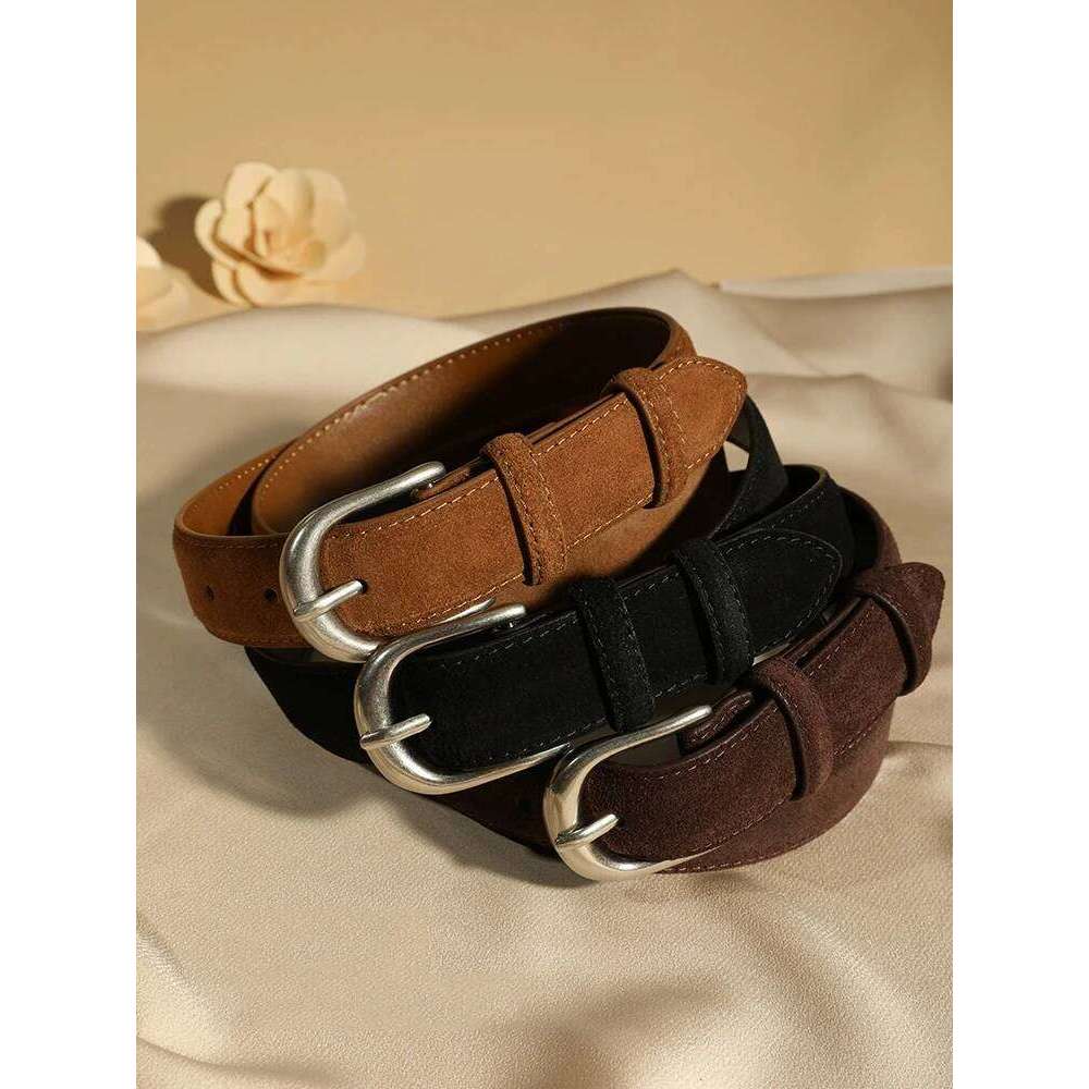 Genuine Leather Belt Suede Cowhide Belts for Women Wide Elegant Dress Jeans Waistband Silver Buckle belt Z260226