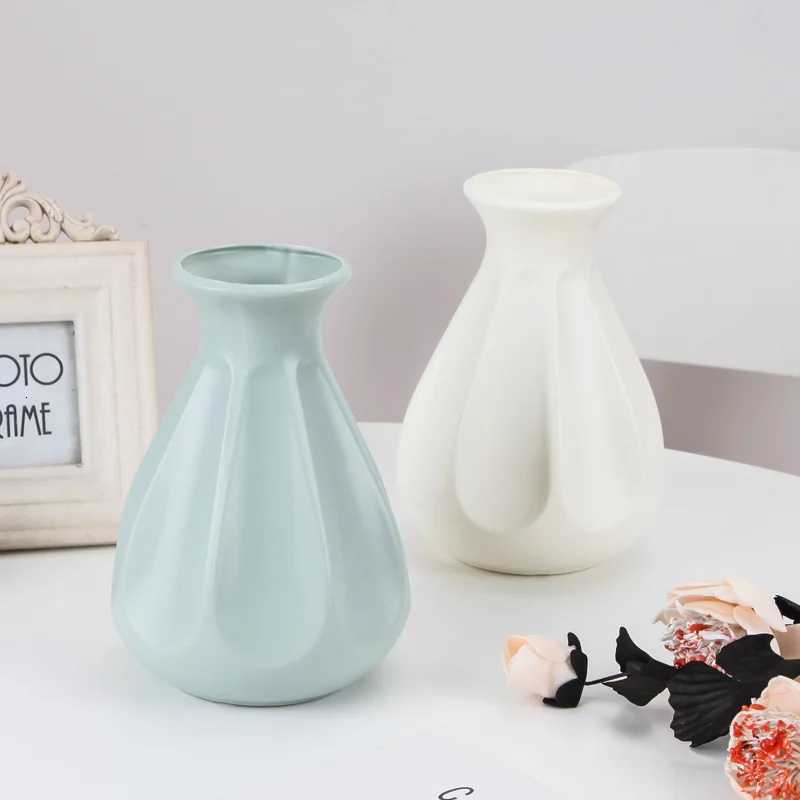 Nordic Plastic Vase Simple Small Fresh Flower Pot For Flowers Modern Home Wedding Decorations Ornaments Table Centerpiece Y260314