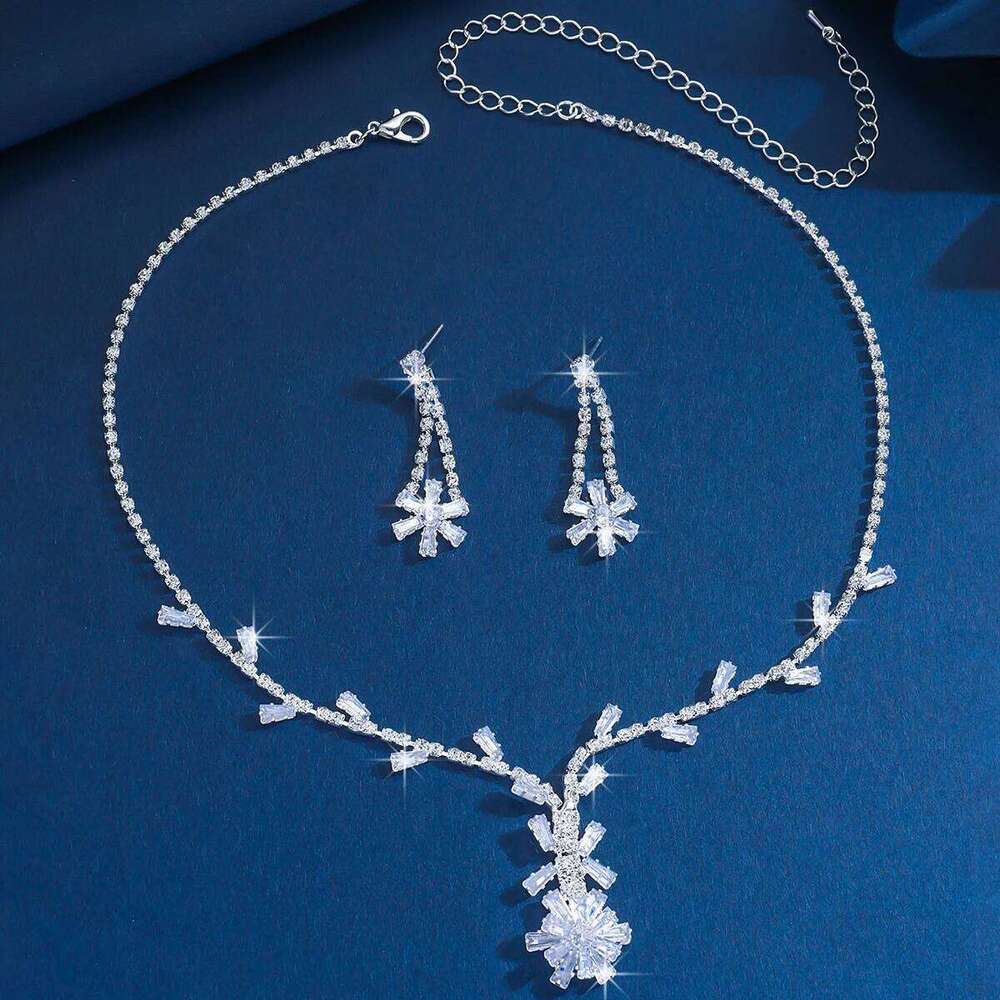 3PC Women's Fashion Geometric Flower Necklace Earrings Jewelry Set Suitable for Wedding, Party, Festival Gifts-8518 Z260313