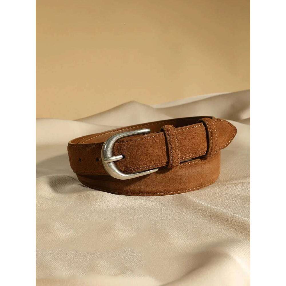 Genuine Leather Belt Suede Cowhide Belts for Women Wide Elegant Dress Jeans Waistband Silver Buckle belt Z260226