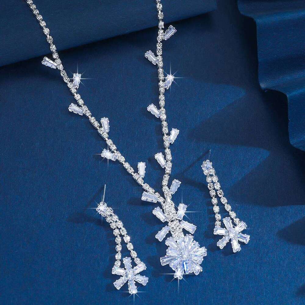 3PC Women's Fashion Geometric Flower Necklace Earrings Jewelry Set Suitable for Wedding, Party, Festival Gifts-8518 Z260313