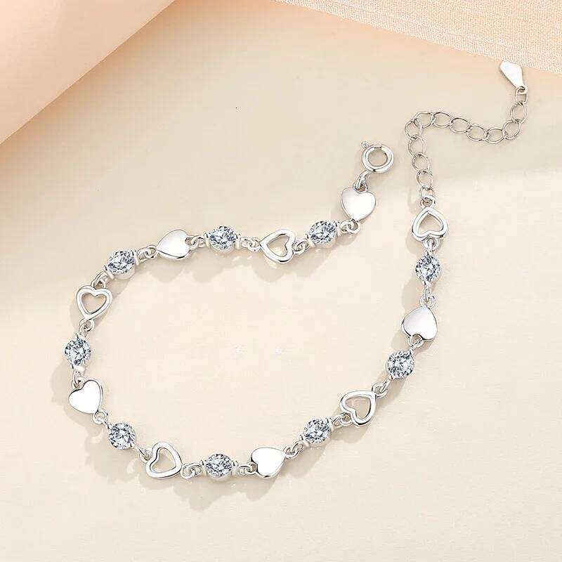 925 Sterling Silver Heart Shaped Bracelet For Women Retro Korean Versatile Zircon Charm Bracelets Original Party Jewelry Gifts Z260313