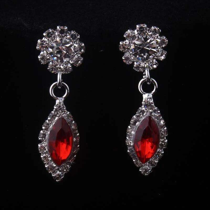 Multi-Color Crystal Floral Jewelry Set Purple/Blue/Red Necklace Earrings Statement Accessories for Wedding Prom Party Z260313