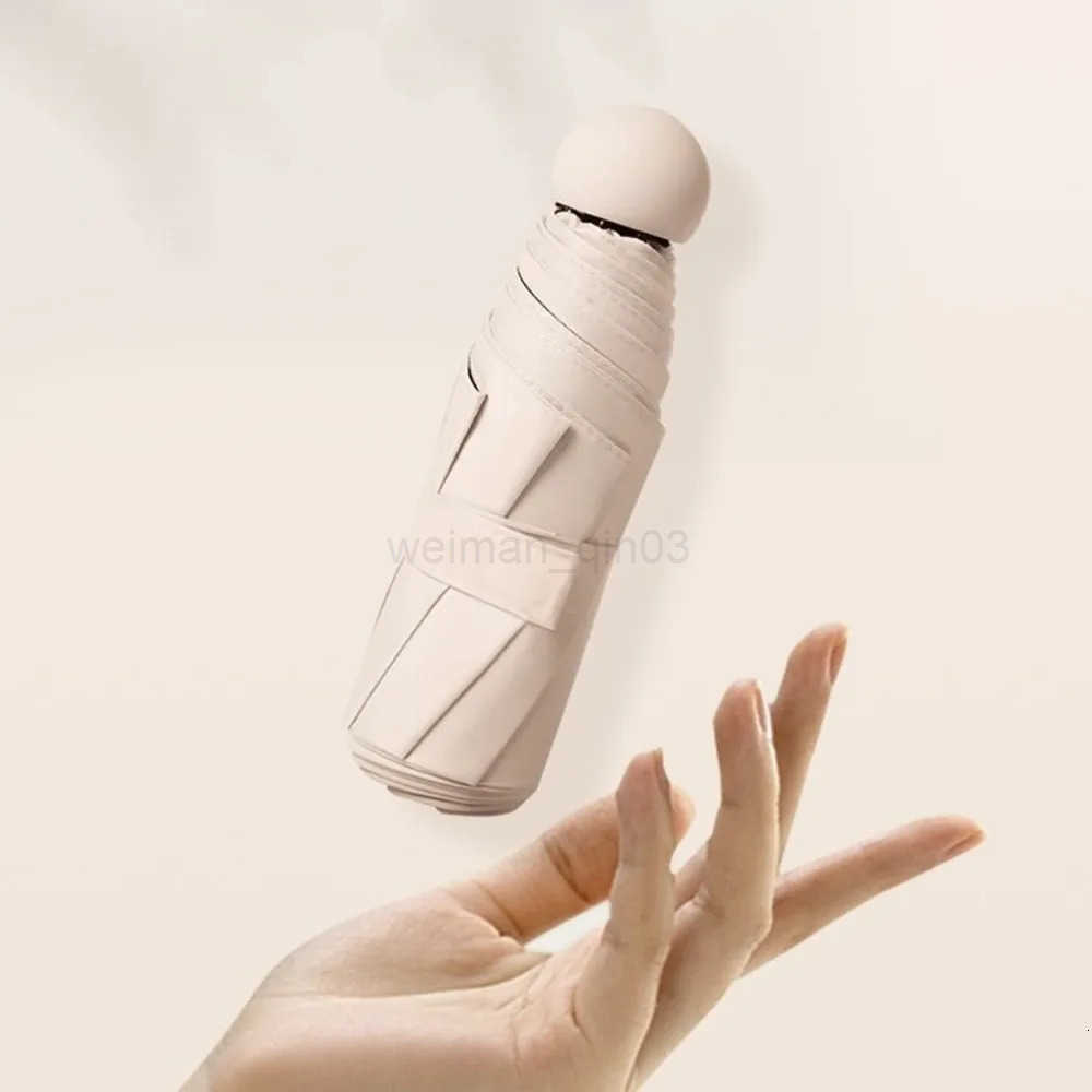 New Mini Capsule Folding Umbrella Vinyl Portable Sun Rain Umbrella UV Sunshade UPF50 Pocket Parasol for Outdoor H260314