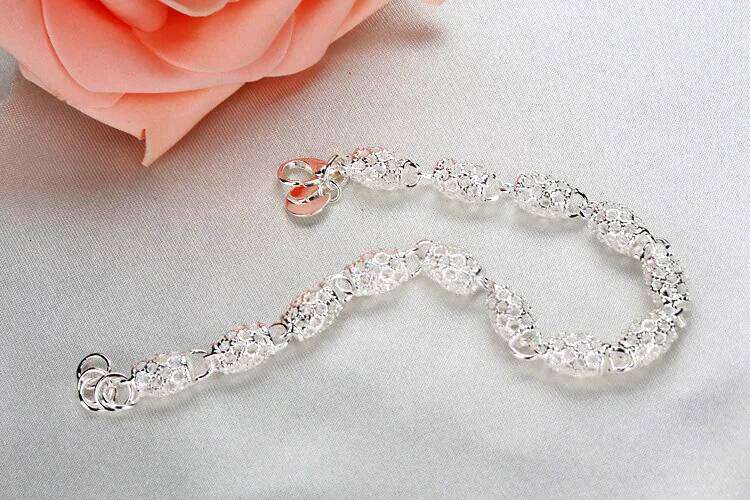 925 Sterling Silver Bracelet Zirconia Geometric Chain Linked For Women Charm Bangle Fashion Lucky Jewelry Gift Christmas Z260313