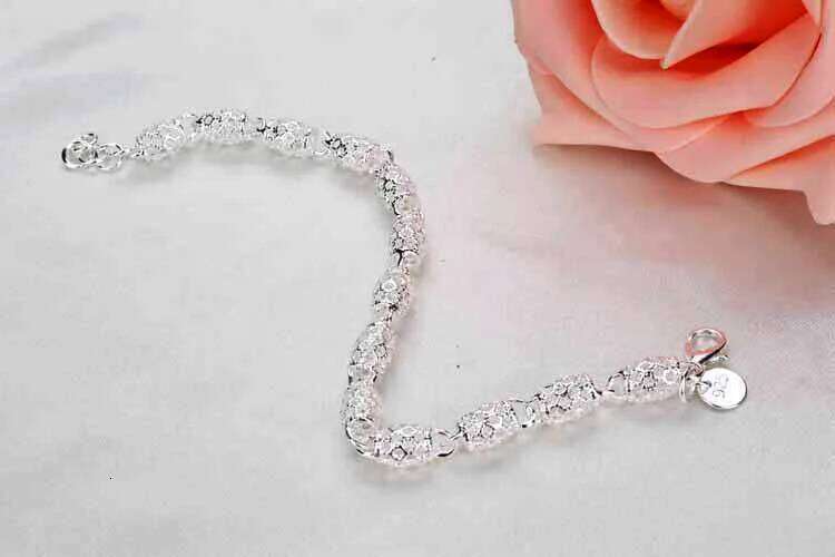 925 Sterling Silver Bracelet Zirconia Geometric Chain Linked For Women Charm Bangle Fashion Lucky Jewelry Gift Christmas Z260313