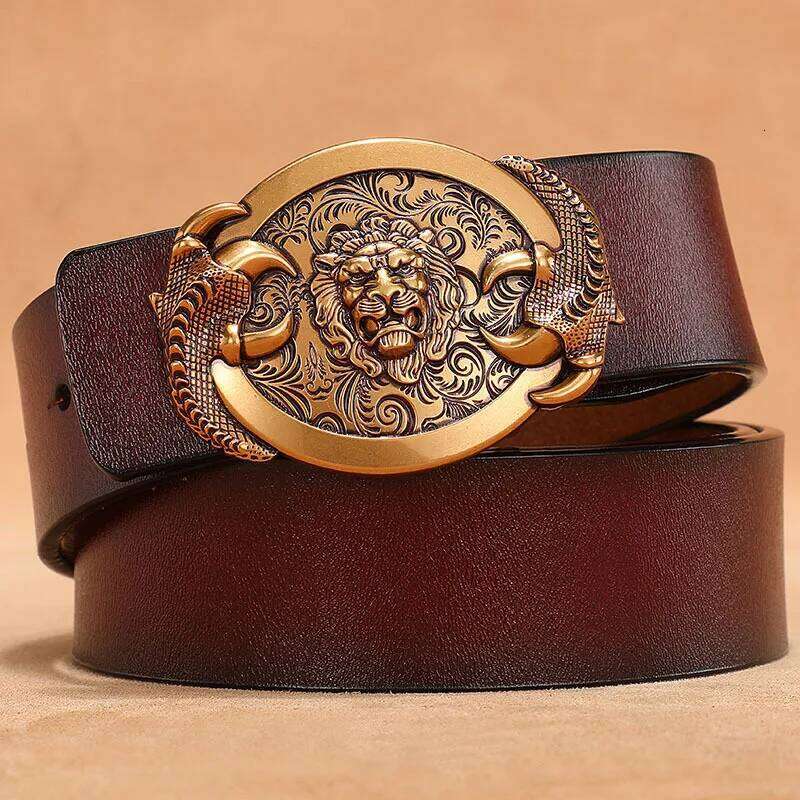 Men's Fashion Belt Cowhide Genuine Leather Strap For Leisure Youth Men Brand Vintage Jeans Belts With Gold Buckle Z260226