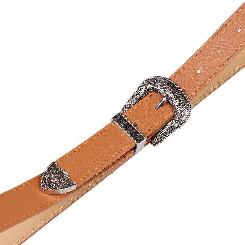 Gothic Retro Women's Belt Fashion Casual Versatile Jeans Accessories Girdle Silver Pin Buckle Leopard Print Pu Leather Waistband Z260226