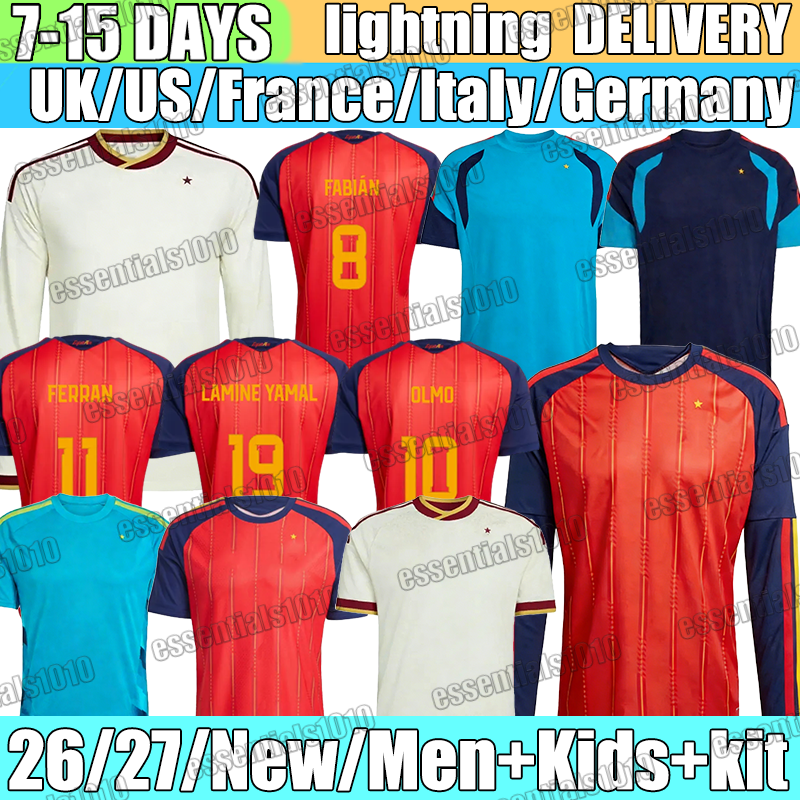 Espana Jersey FERMIN RODRIGO ZUBIMENDI ALEXIA OLMO FERRAN Soccer Jerseys LAMINE YAMAL ALEX B. PEDRI WILLIAMS JR RODRIGO Spain Jersey 26 27 Football Shirt Men Kids Kit