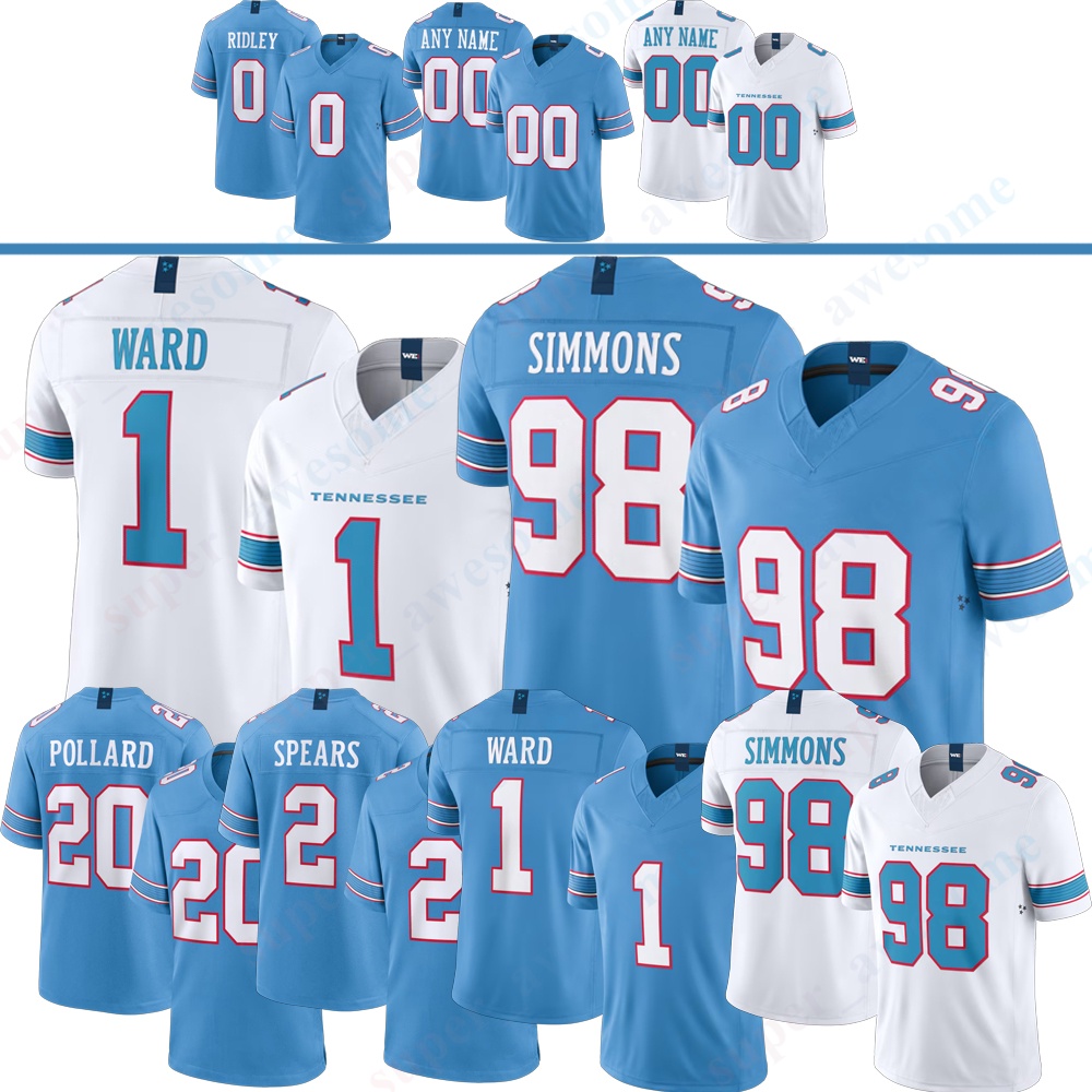 TennesseeS Cam Ward Jeffery Simmons Titan Football Jersey Chimere Dike Ridley Tony Pollard Tyjae Spears Peter Skoronski Steve McNair Moon George Campbell HENRY