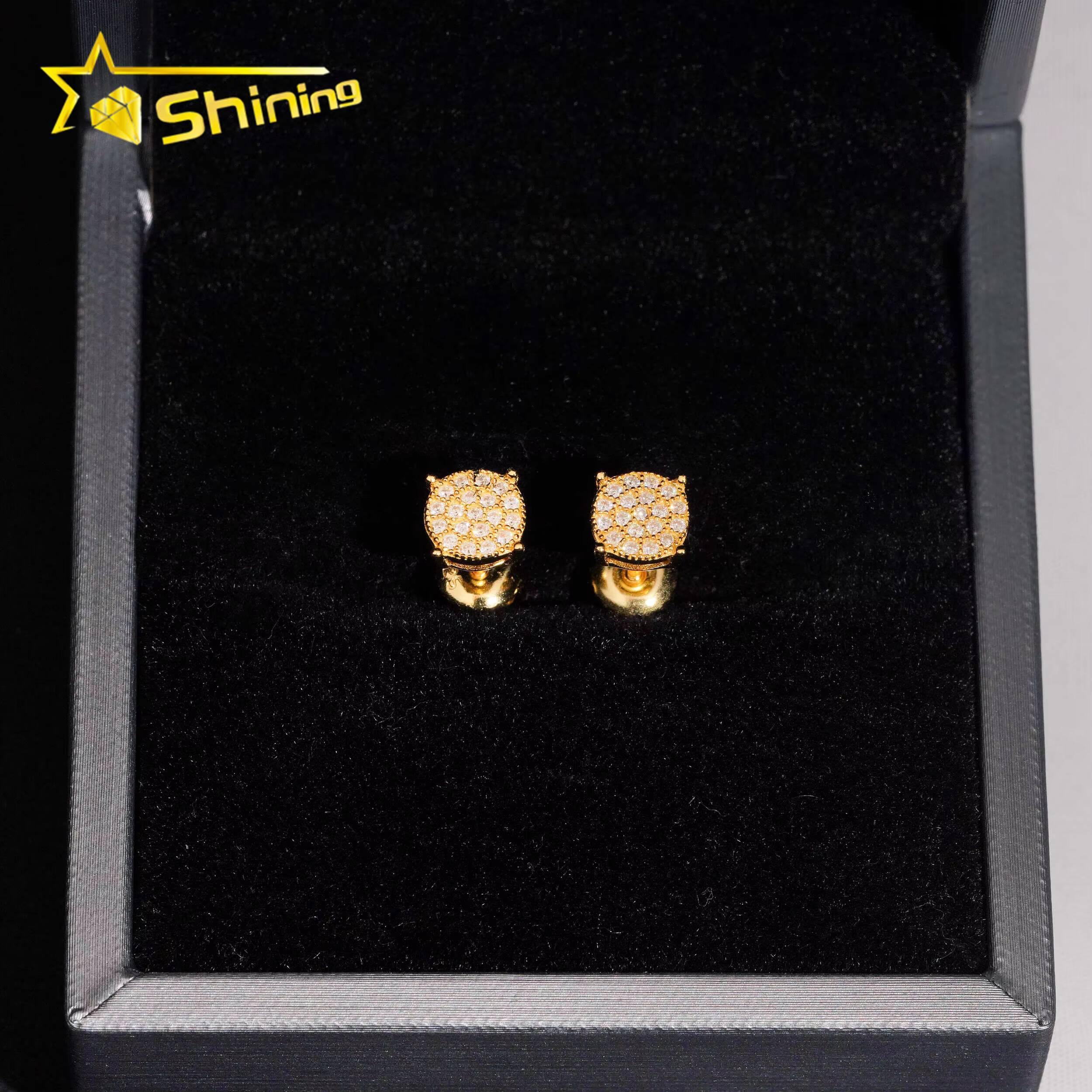 USA Warehouse Fast Shipping 925 Sterling Silver Gold Plated Pass Diamond Test VVS Moissanite Screw Back Stud Earring