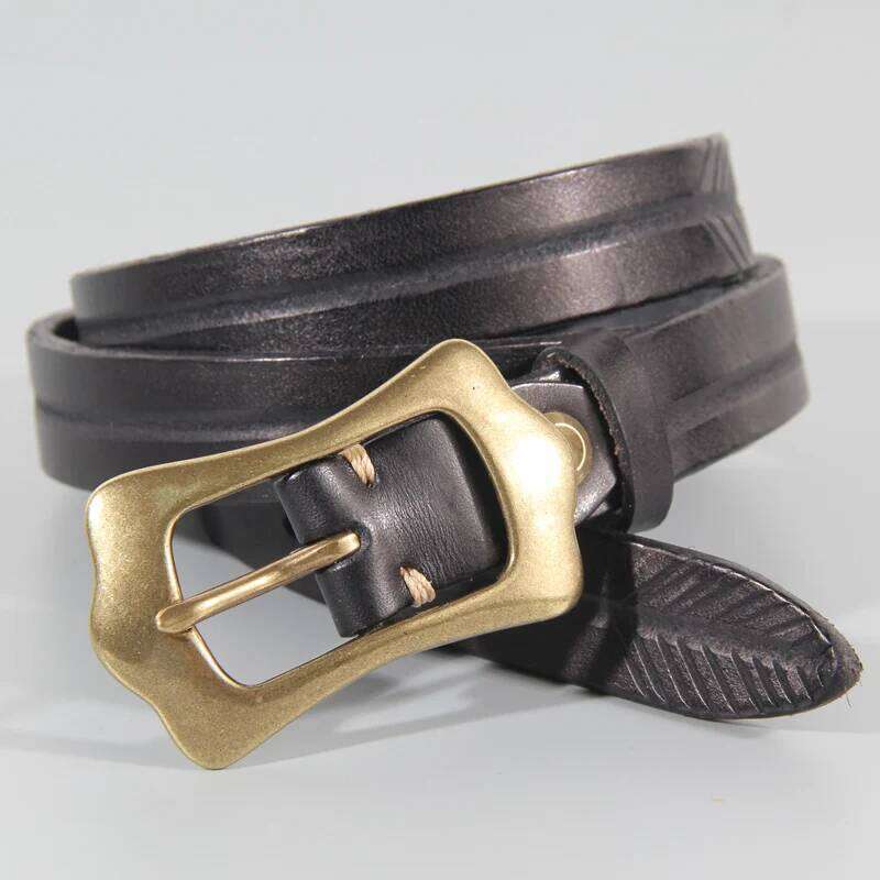 Retro Personality Women's Genuine Leather Extra Thick And Fine Top Layer Cowhide Copper Buckle All-Match soft jeans Belt Z260226