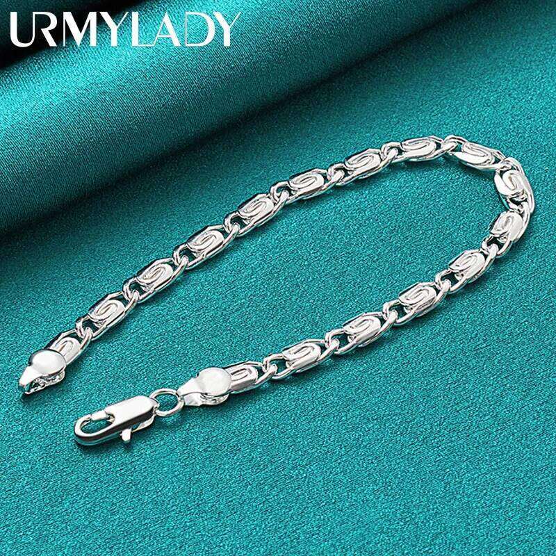 URMYLADY 925 Sterling Silver Paper Clip Chain Bracelet For Women Men Wedding Engagement Fashion Jewelry Z260313