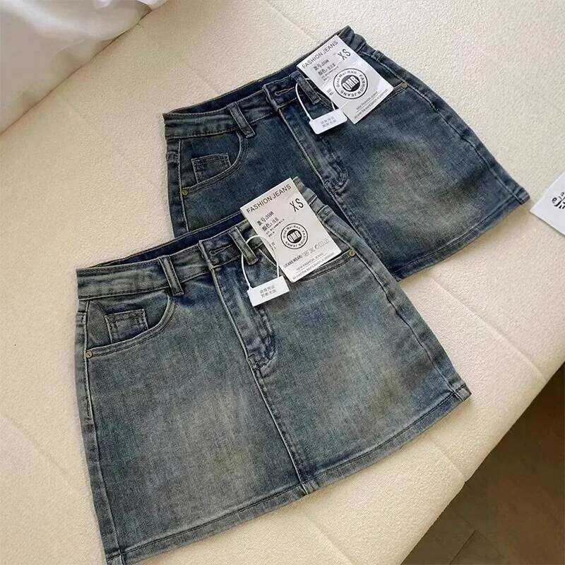 American High-Waisted Fashion High Street Hot Girl Half Vintage Y2k A-line Denim Skirt Women Z260314