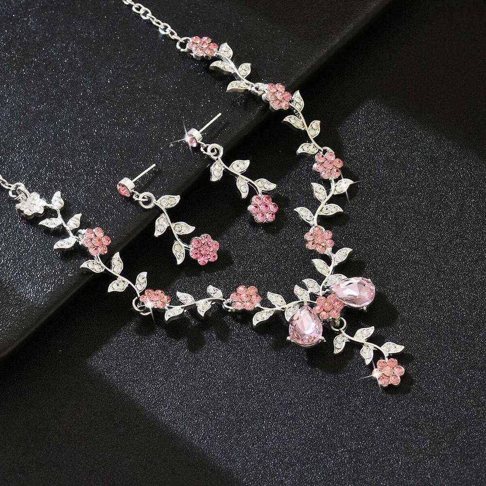 3pcs Women's Fashion Trend Small Flower Water Drop Necklace Earrings Jewelry Set Wedding Banquet Party Festival Gift Z260313