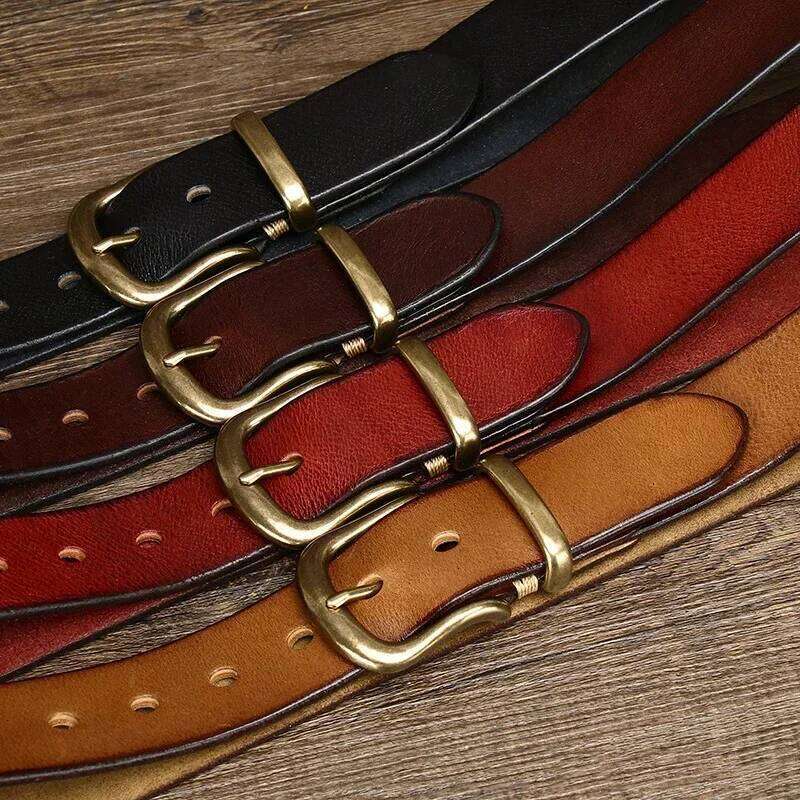 Belt Male Fashion Men's Luxury Cowskin Belts for Jeans Genuine Leather Strap Pin Buckle Cummerbunds Ceinture Homme Z260226