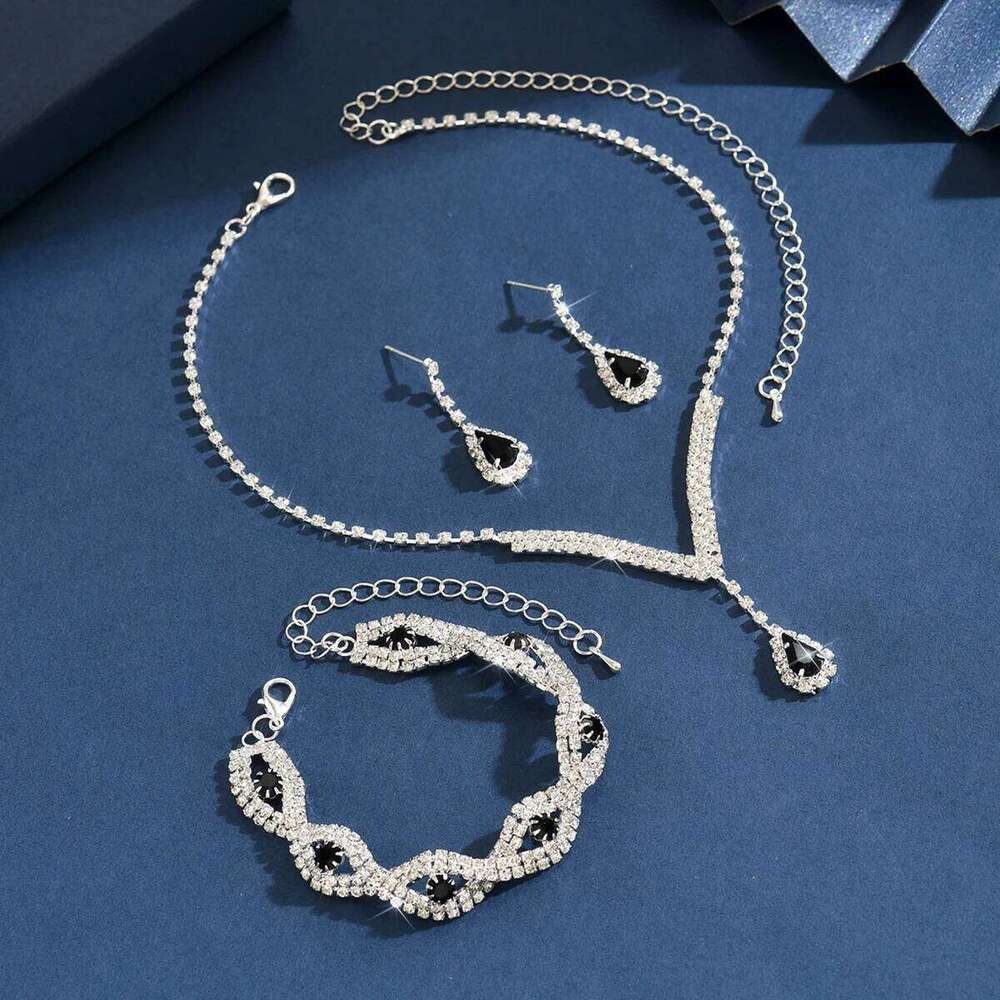 4PC Women's Fashion Simple Water Drop Necklace Earrings Bracelet Jewelry Set Suitable for Wedding, Party, Festival Gifts Z260313