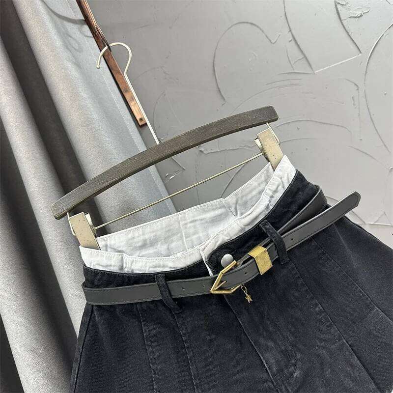 Trend Contrast Color Patchwork Denim Skirt Women Hem Burrs High Waist Loose Wrap Hip Skirts Female 2023 Spring New Z260314