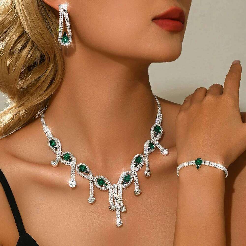 Simple and elegant design, high-end necklace, earring, bracelet, three piece set, noble, beautiful, versatile accessory Z260313