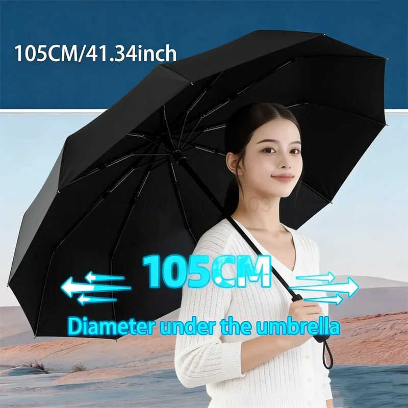 Strong Wind Resistant Umbrella 12K Ribs Fully-automatic Folding 108cm Diameter Business Outdoor Travel UV Parasol and Rain H260314