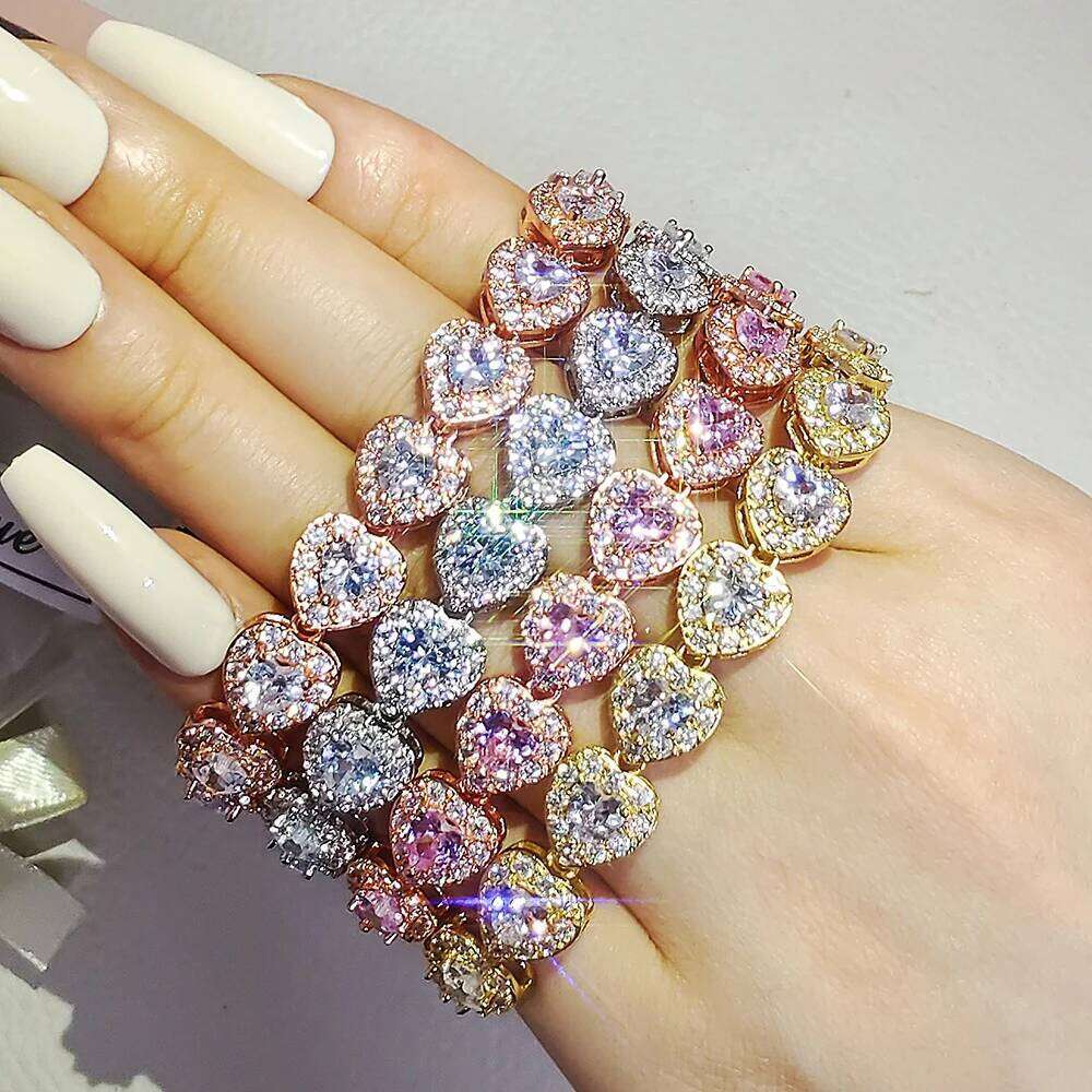 2024 New Arrivals Luxury Heart Rose Gold Silver Color Bracelet Bangle for Women Wedding Bride on Hand Gift Jewelry S5777 Z260313