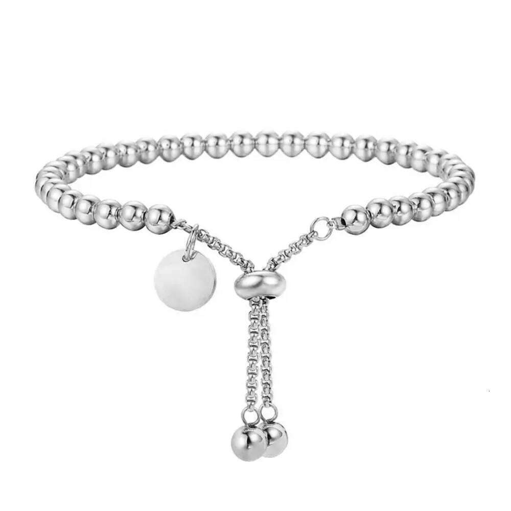 VQYSKO Fashion Stainless Steel Custom Letter Tag Ball Beads Adjustable Women's Bracelet Jewelry Z260313