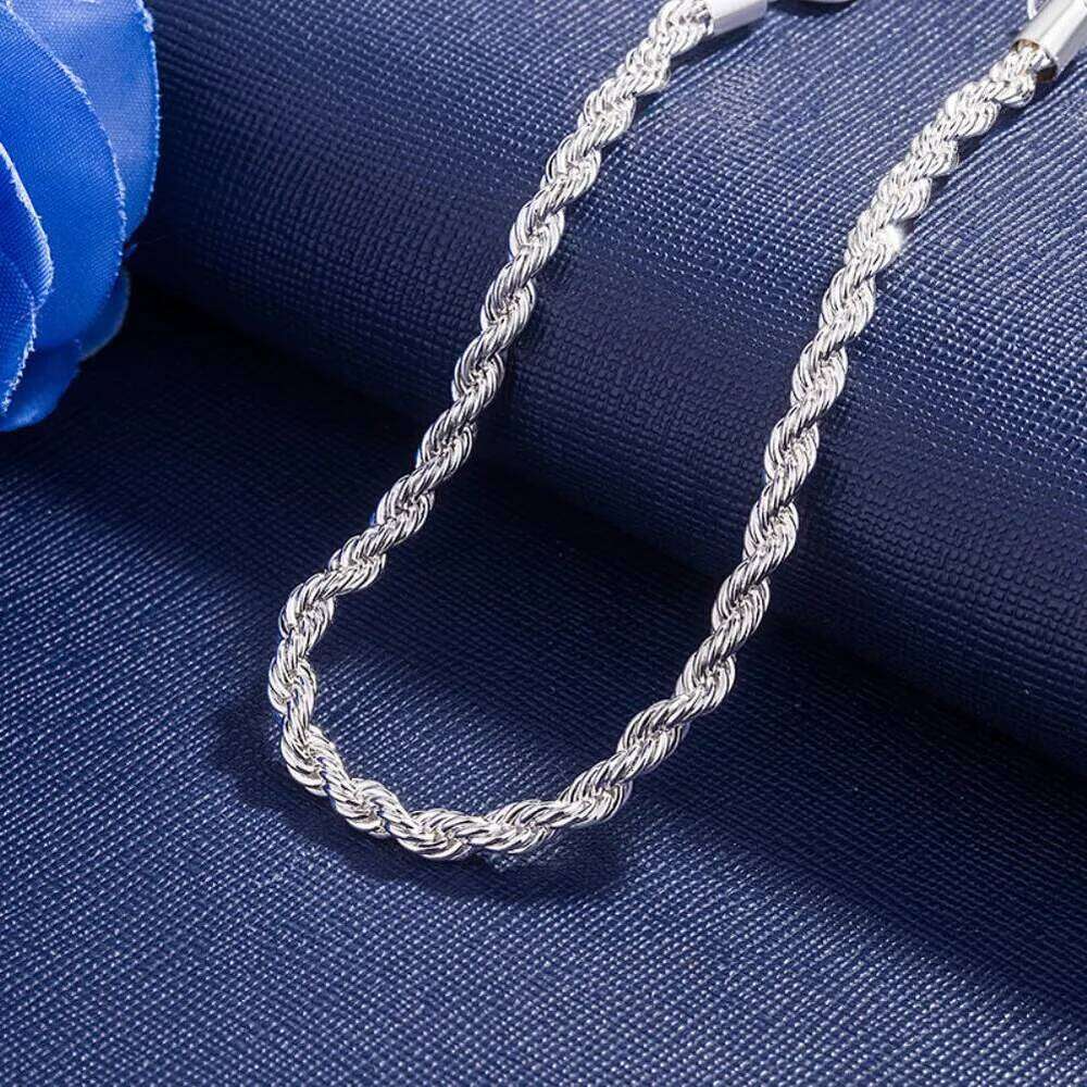 Hot charms 4MM Twisted rope chain 925 Sterling silver Bracelets for man woman Fashion classic jewelry Wedding party Holiday gift Z260313