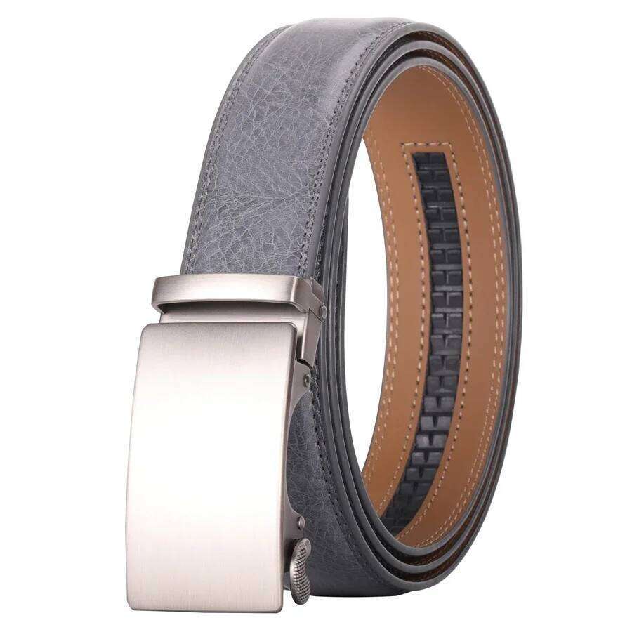 Grey Automatic Buckle Belts For Men Luxury Brand Genuine Leather Male Casual Formal Dress Belt High Quality B281 Z260226