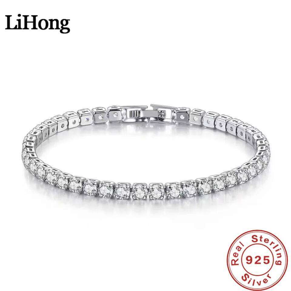 Lihong S925 Sterling Silver Bracelet Zirconia Tennis Ball Women Fashion Simple Engagement Wedding Charm Jewelry 4mm 16-20cm Z260313
