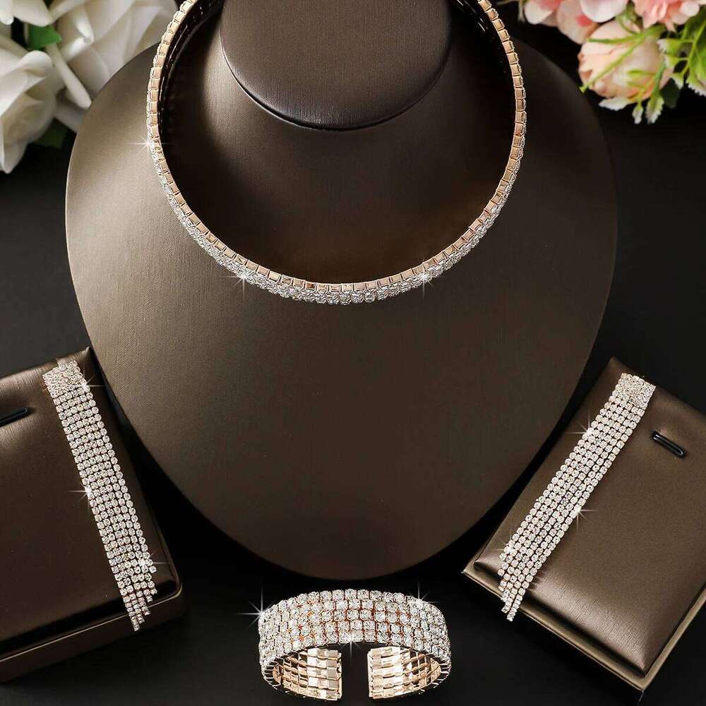 Women's Fashion Simple Tassel Necklace Earrings Bracelet Jewelry Set Light Luxury Style Head Accessories Women Z260313